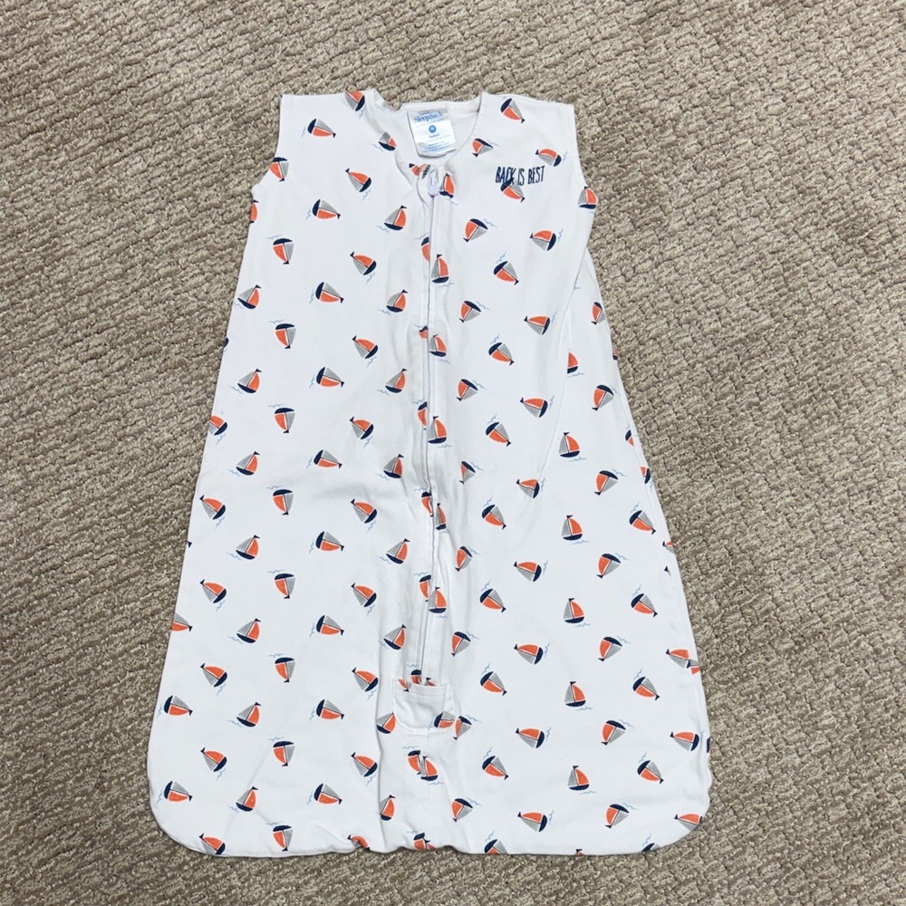 Halo White Sleep Sack with Orange and Navy Sailboats